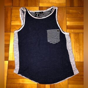Navy and White Striped Kids Tank Top